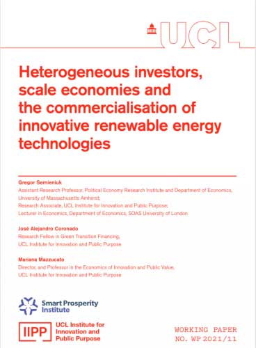 Heterogeneous investors, scale economies and the commercialisation of innovative renewable energy technologies