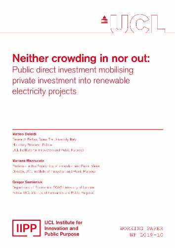 Public direct investment mobilising private investment into renewable electricity projects