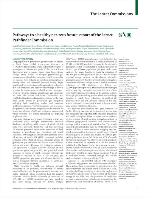 Pathways to a healthy net zero future: report of the Lancet Pathfinder Commission
