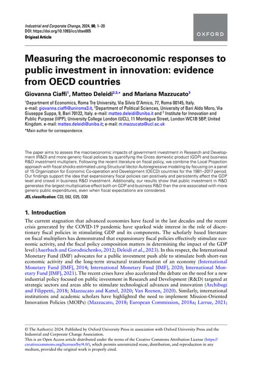 Measuring the macroeconomic responses to public investment in innovation: evidence from OECD countries