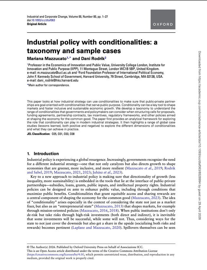 Industrial policy with conditionalities: a taxonomy and sample cases